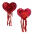 Pastease Red Holographic Heart Nipple Pasties with Tassel Fringe