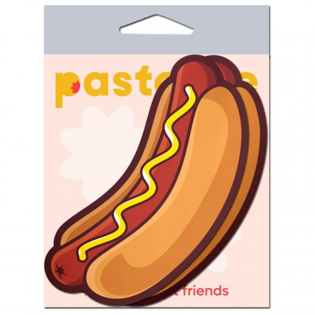 Pastease Hotdog with Mustard Nipple Covers - Multi-Color