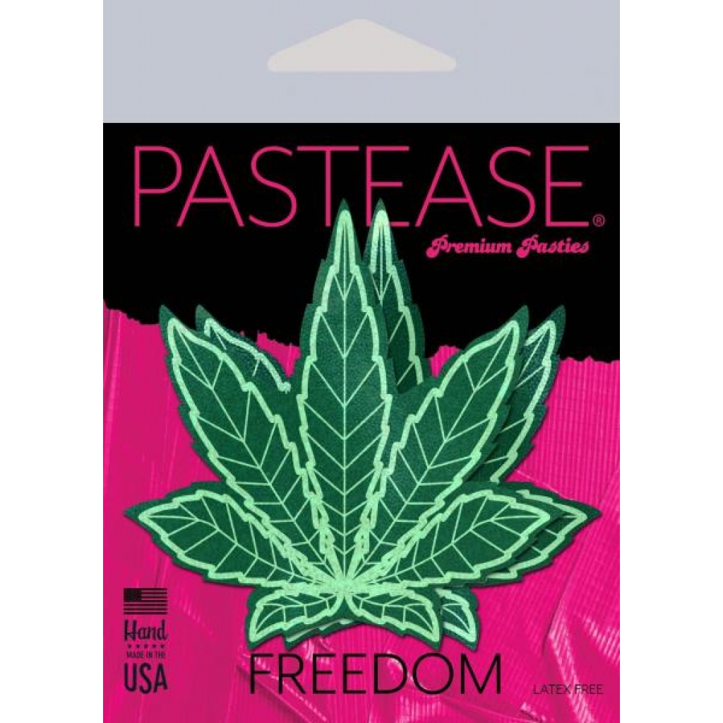 Pastease Indica Pot Leaf - Green Holographic Weed Nipple Pasties