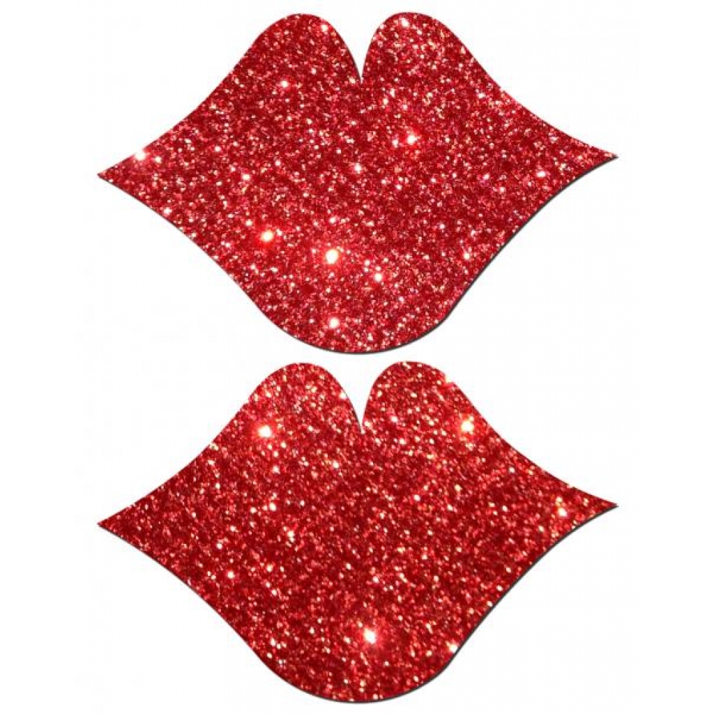 Pastease Lips Red Glittering Pasties - One Size