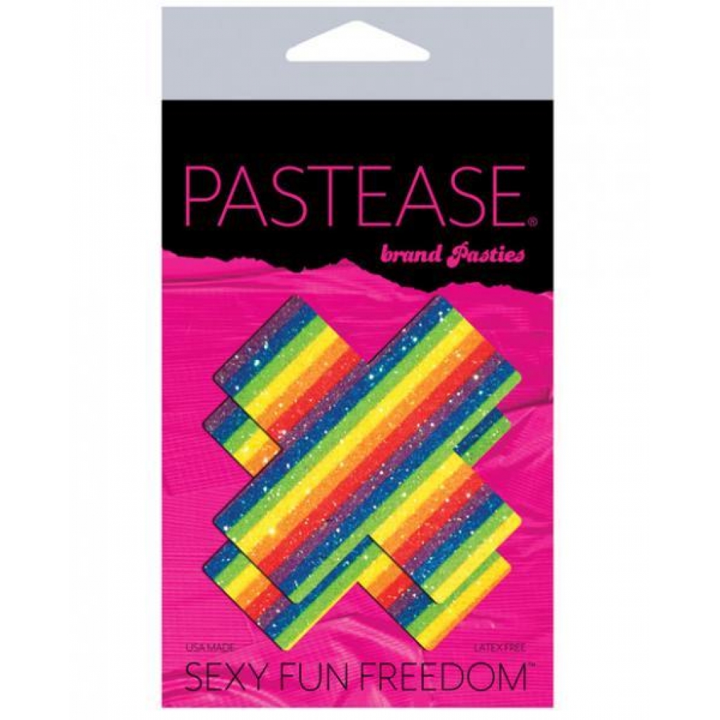 Pastease Glittering Rainbow Cross Nipple Pasties