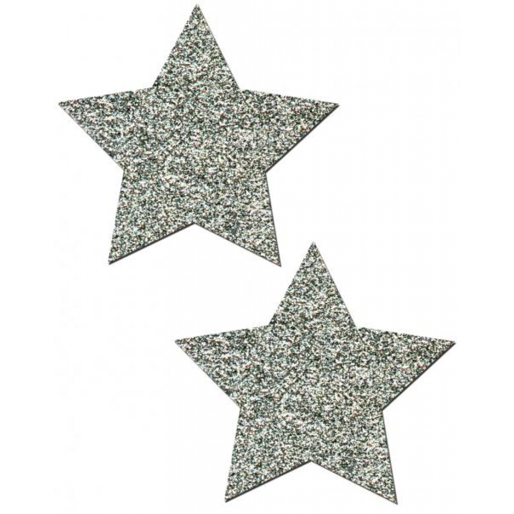 Rockstar Silver Glitter Star Pasties - One Size