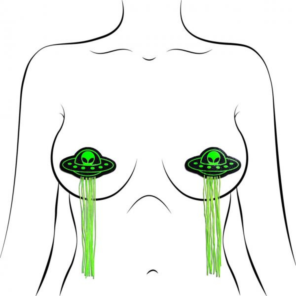 Pastease UFO Alien Tassels - Glow-In-The-Dark Green Pasties