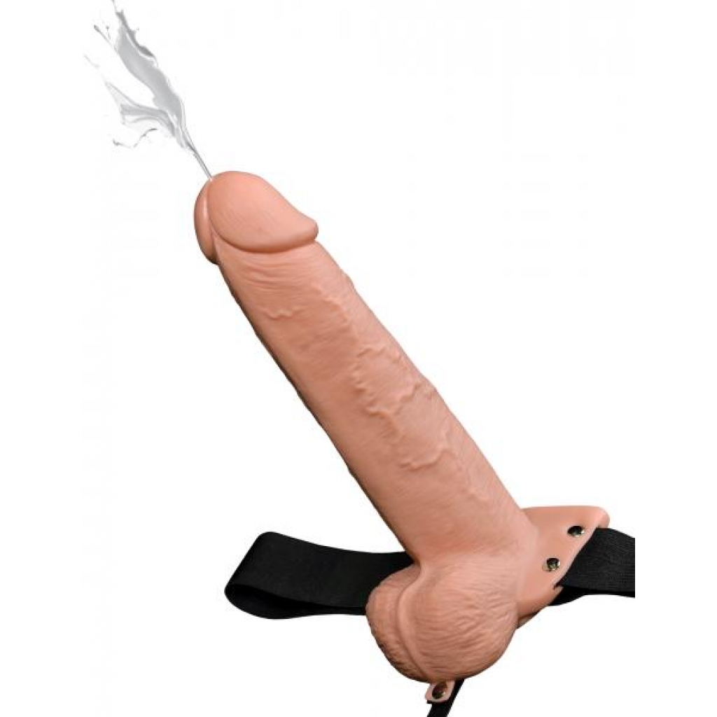 Fetish Fantasy 9-Inch Hollow Squirting Strap-On with Balls - Beige