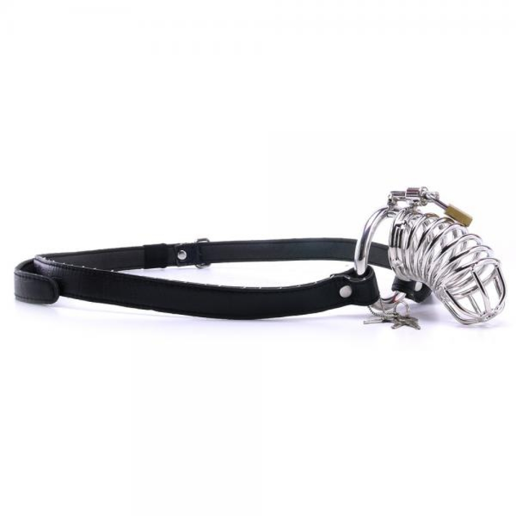 Chastity Belt with Lock - Steel Silver