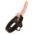 10 Vibrating Hollow Strap On - Beige