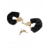 Deluxe Furry Cuffs - Black with Gold Accents