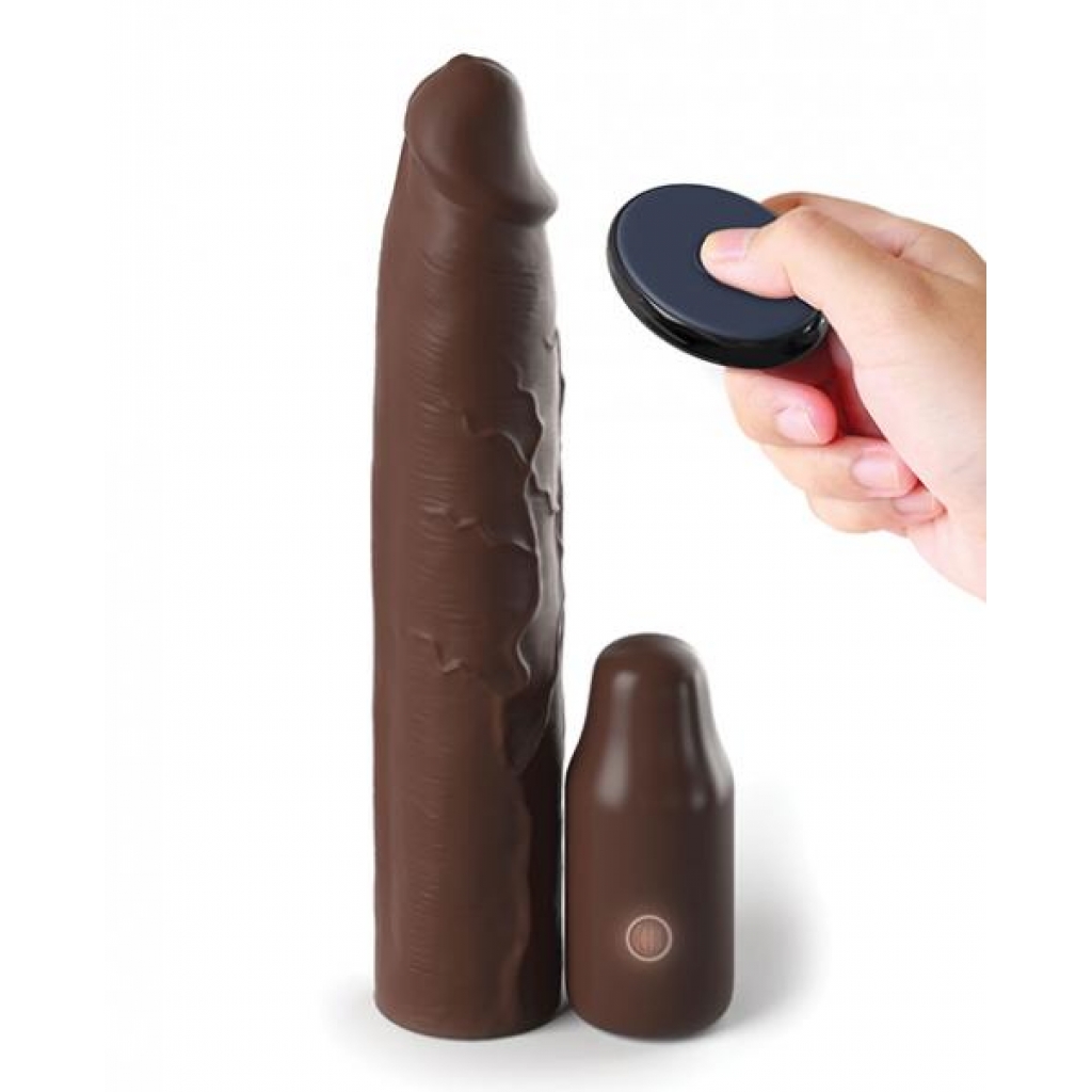 Fantasy X-tensions Elite 9in Sleeve With Vibrating Plug - Brown