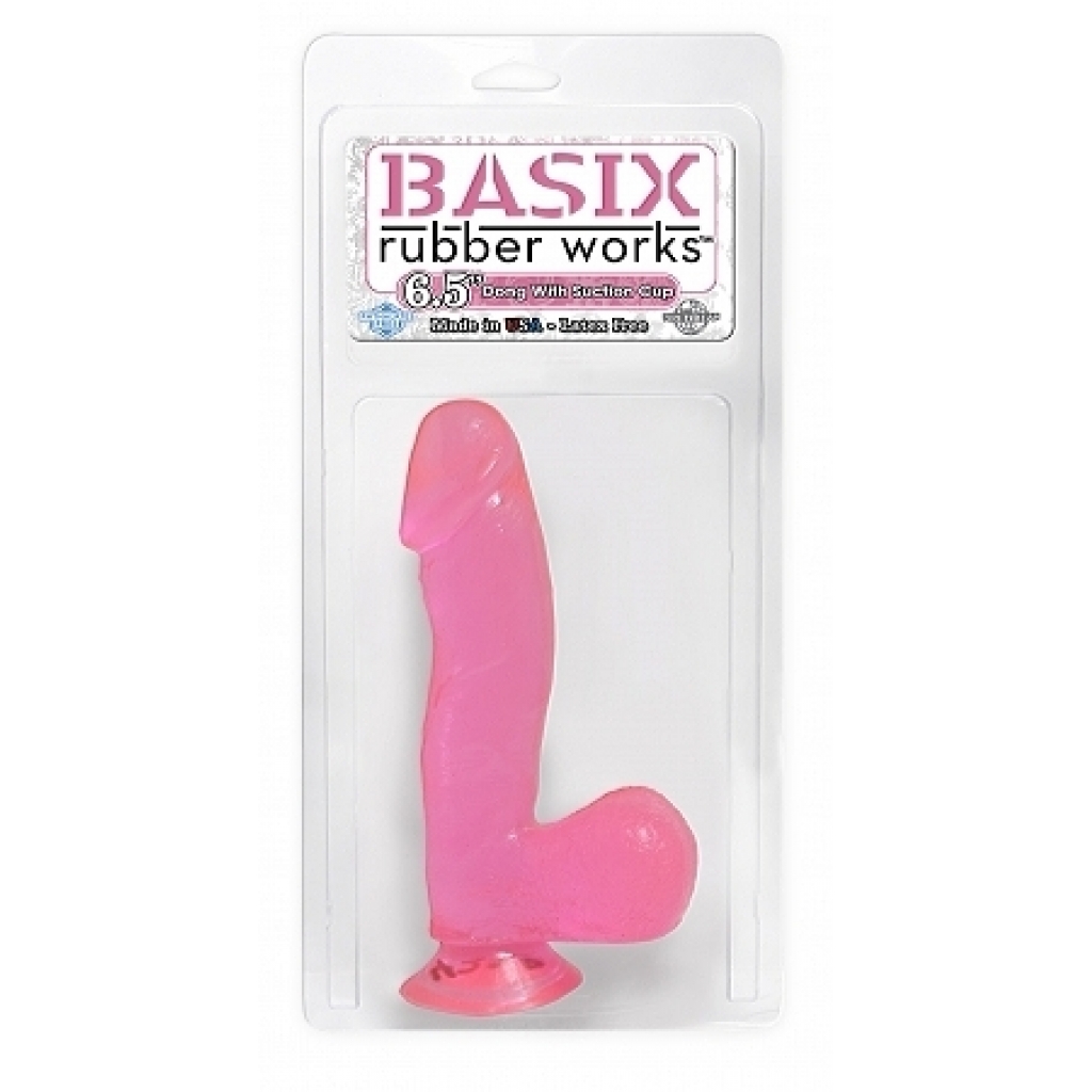 Basix Rubber 6.5 inches Dong - Suction Cup Pink