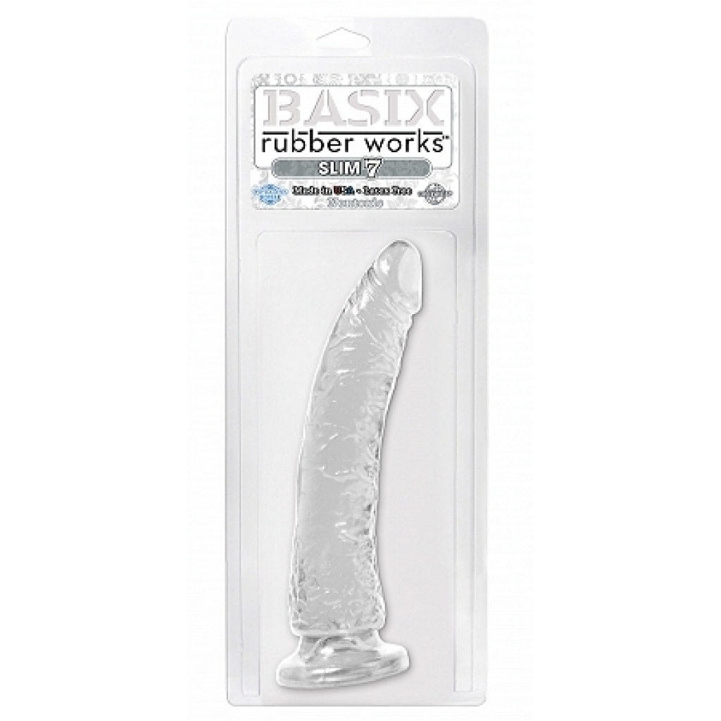 Basix Slim 7 Inches Suction Cup Dong - Clear