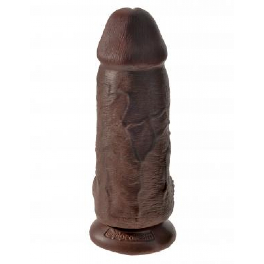 Realistic 9-Inch King Cock Dildo with Balls - Brown