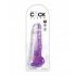 King Cock Clear 8in W/ Balls - Purple Translucent