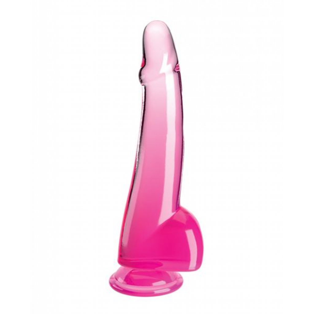 King Cock Clear 10-Inch Dildo with Balls - Pink Translucent