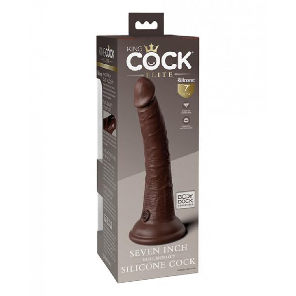 King Cock Elite 7 Inch Dual Density Dildo - Brown