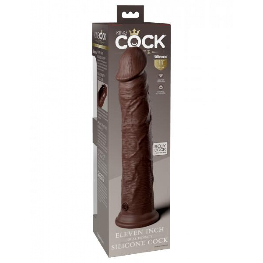 King Cock Elite 11 In Dual Density Dildo - Brown