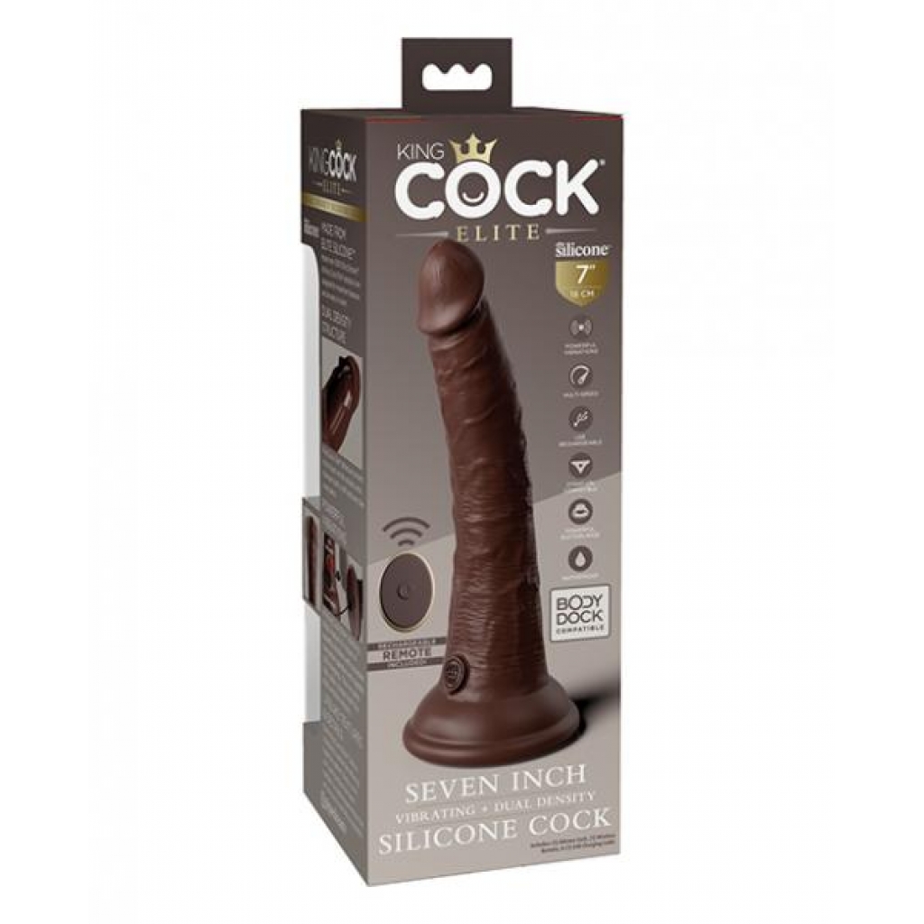 King Cock Elite 7 in Vibrating Dual Density - Brown