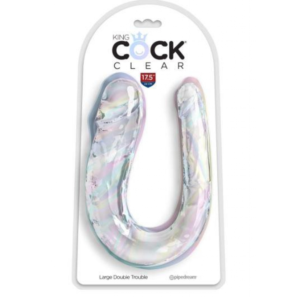 King Cock Clear Double Trouble Dildo - Translucent Design