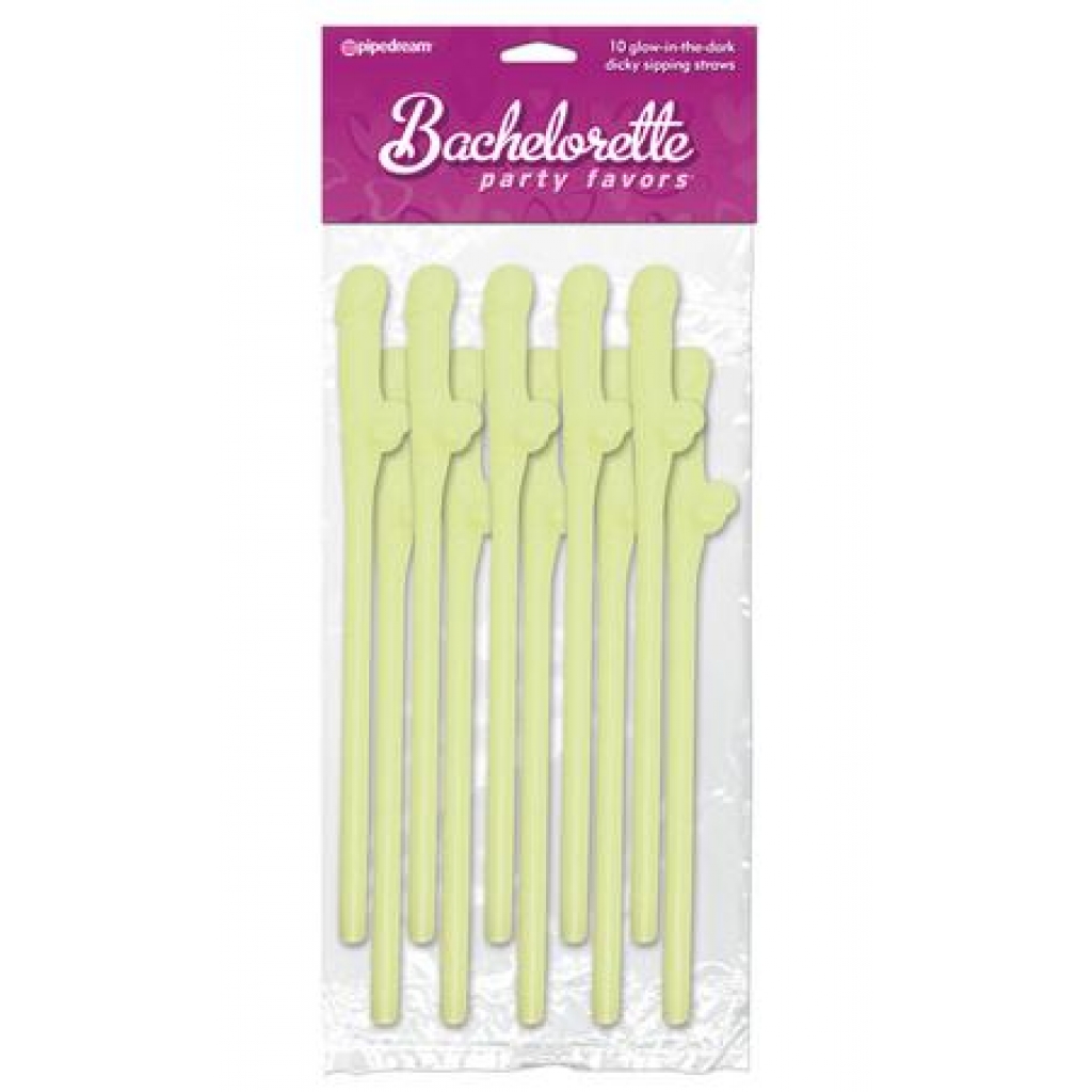 Bachelorette Party Favors - Dicky Sipping Straws - Glow In The Dark - 10pc.