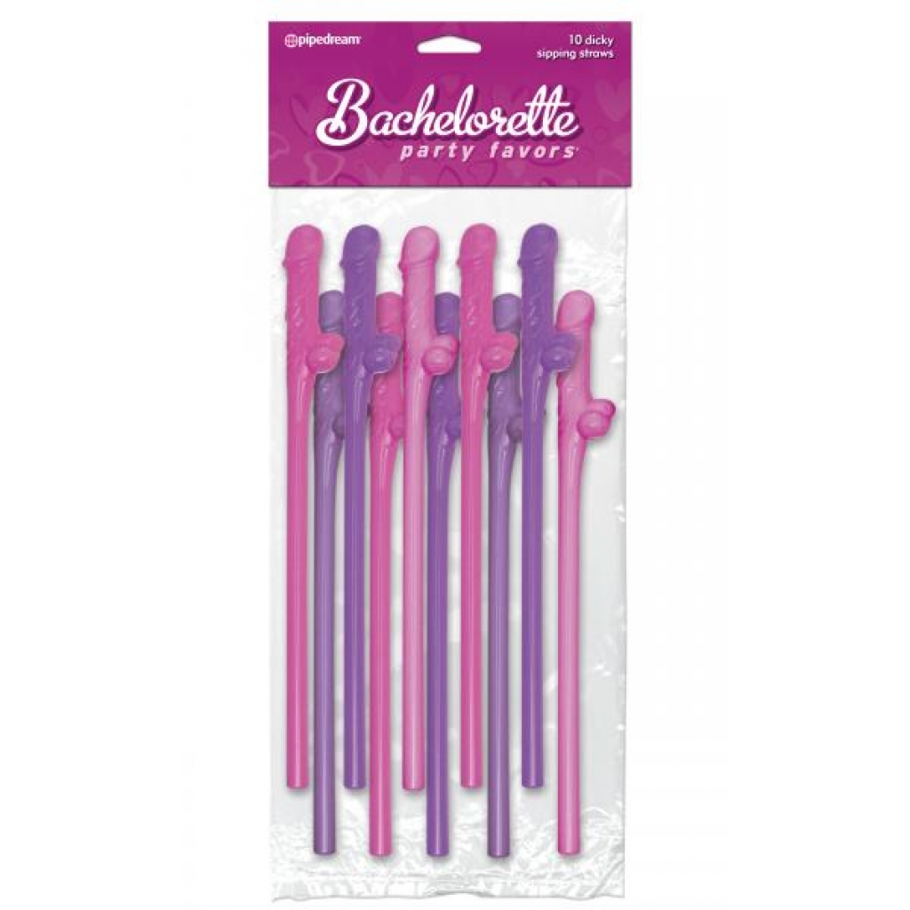 Bachelorette Party Favors Dicky Sipping Straws - Pink/Purple (10pc Assorted)