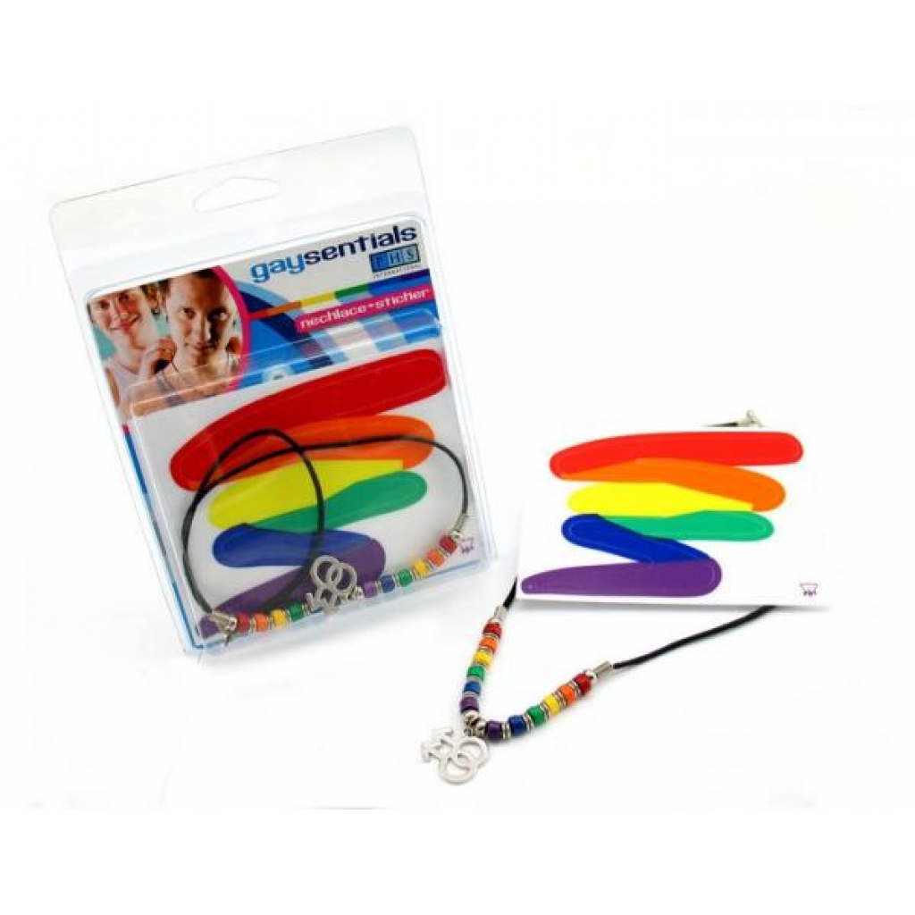 Gaysentials Necklace and Sticker Combo - Male Multi-Color