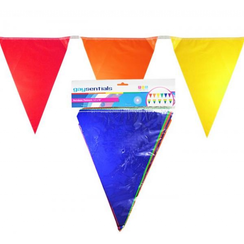 Gaysentials Rainbow Solid Pennants Decoration 12 feet - Celebrate Pride