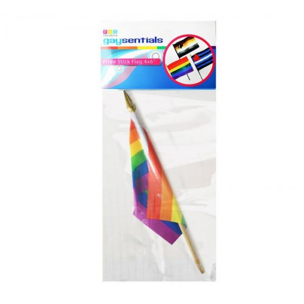 Gaysentials Rainbow Stick Flag - 4x6 Inches