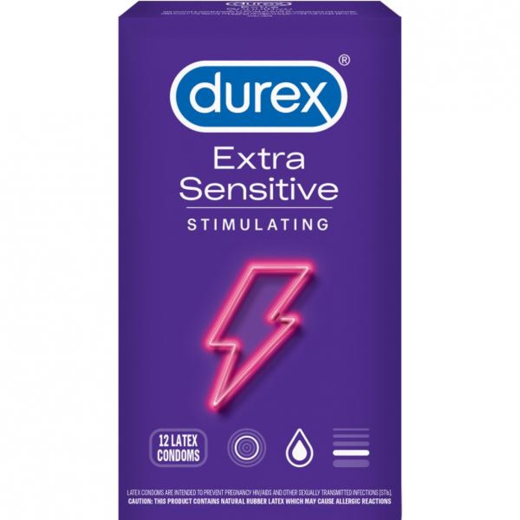 Durex Extra Sensitive Stimulating Latex Condoms - 12 Count