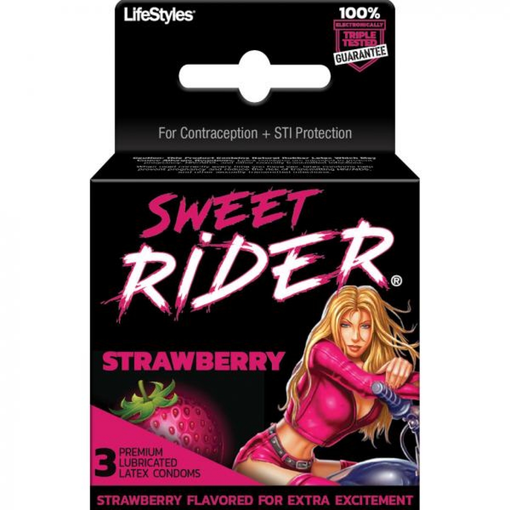 Lifestyles Sweet Rider Condoms - Strawberry 3 Pack