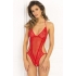 Crotchless Lace & Mesh Teddy - Red M/L