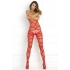 Rene Rofe Strapped Up Sheer Bodystocking - Red O/S