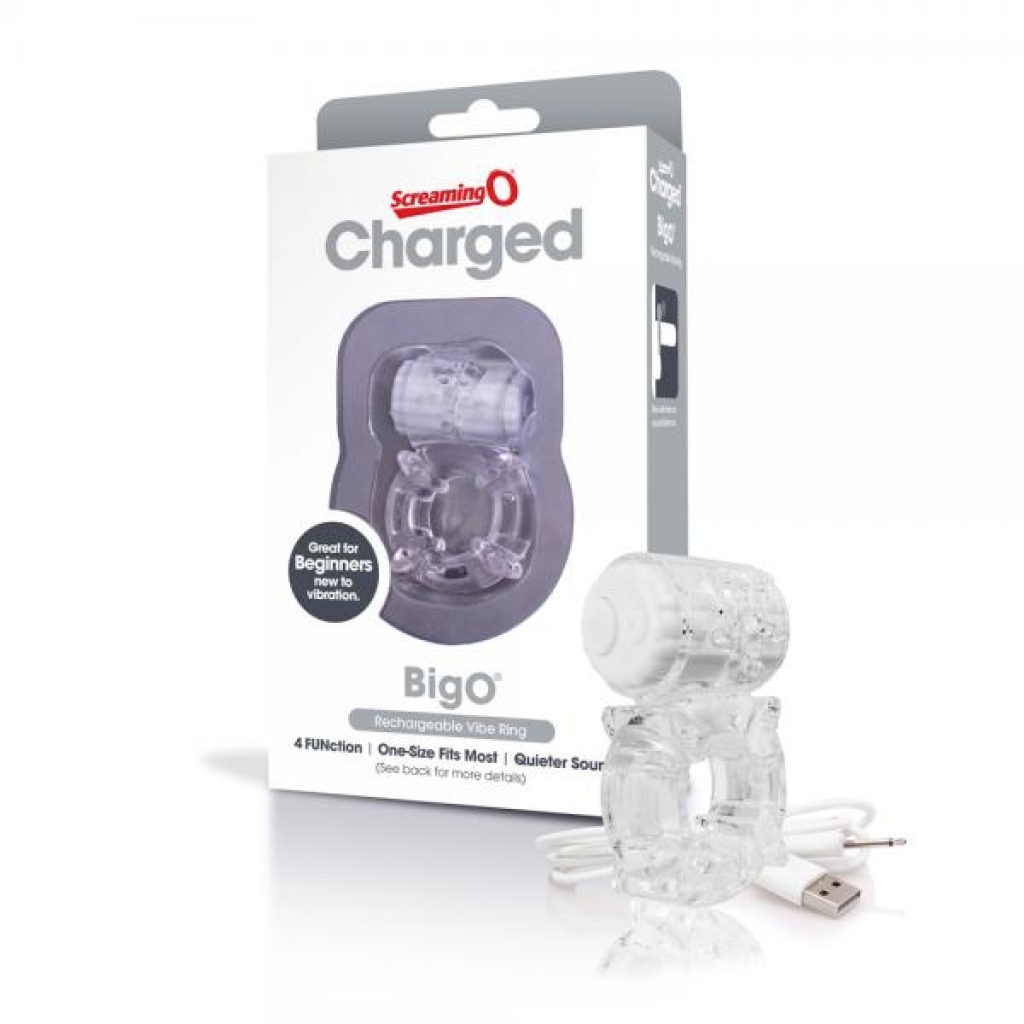 Screaming O Charged Big O Vibrating Cock Ring - Clear