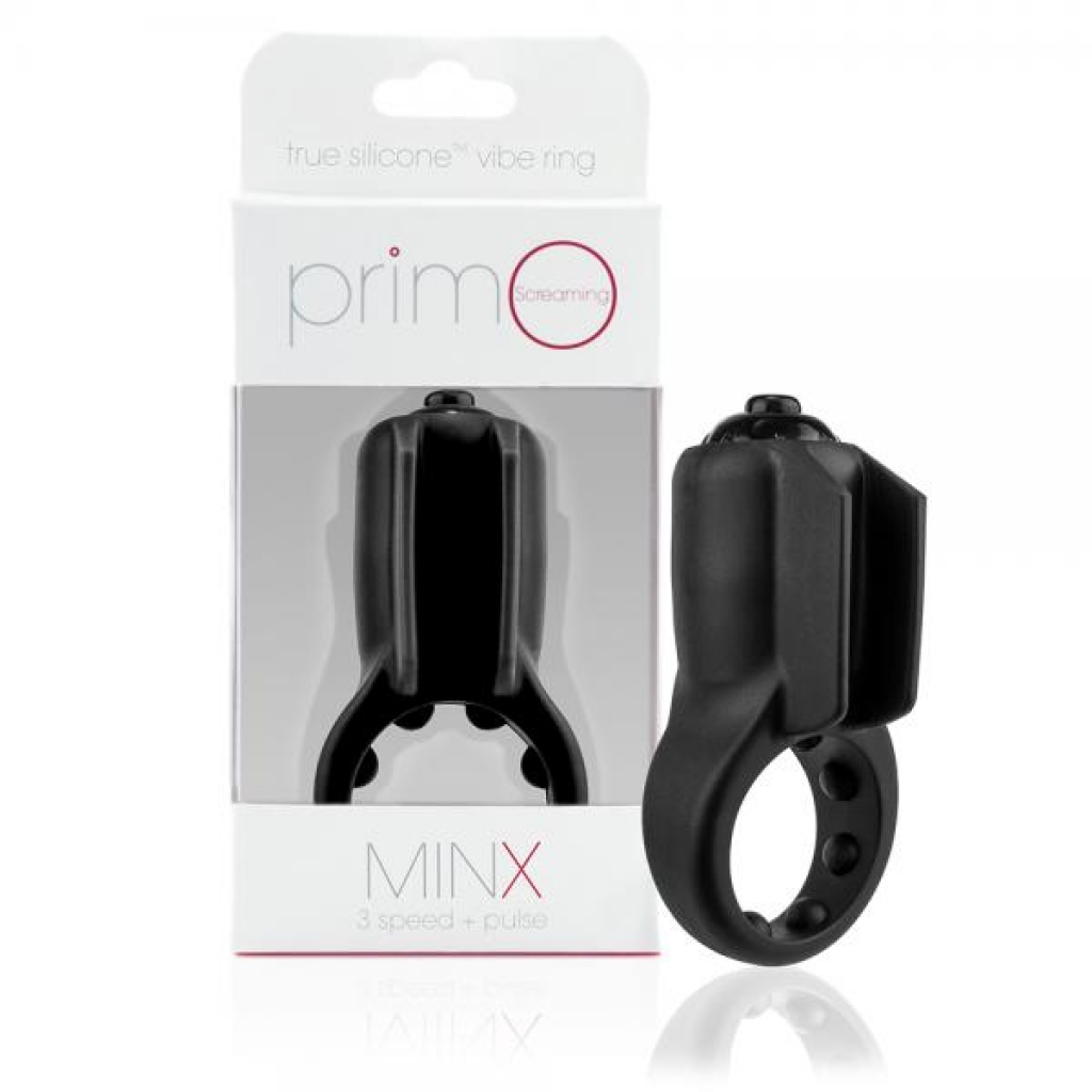 Primo Minx Black Vibrating Cock Ring with Vibro Fins