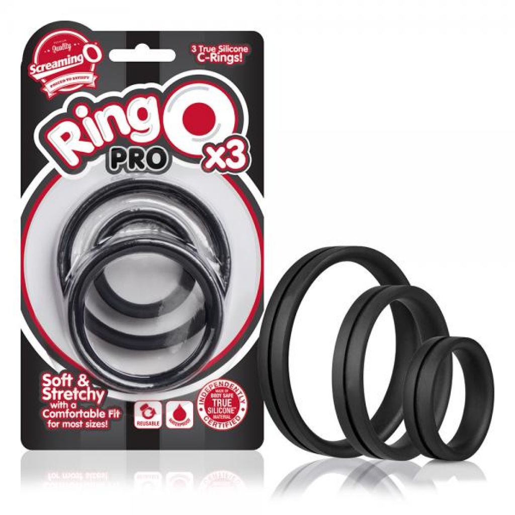 Ringo Pro X3 - Black Silicone Cock Rings Set