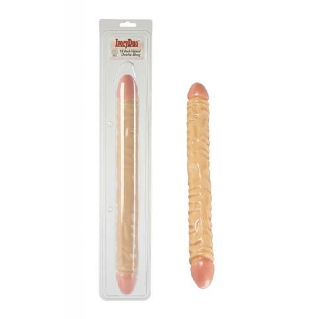 18 Inch Ivory Veined Double Dildo - Beige