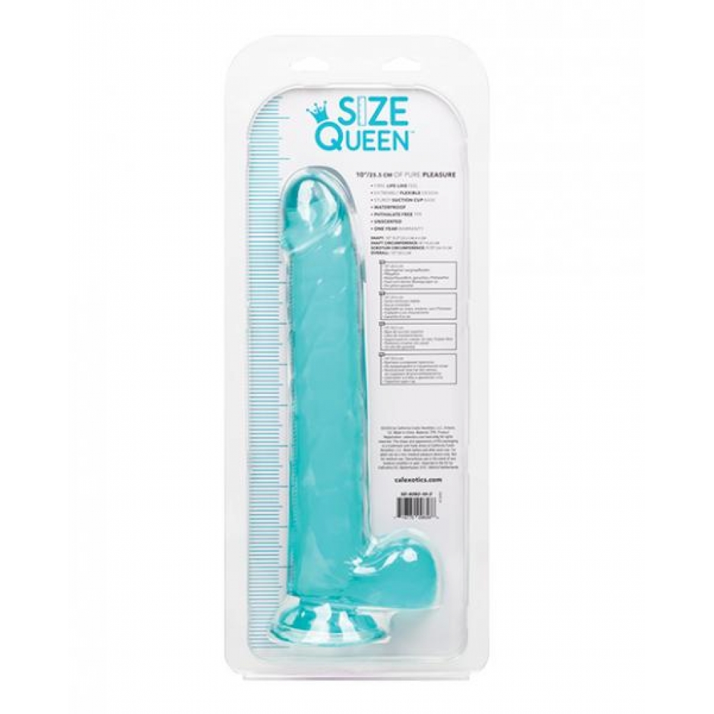 Size Queen 10-inch Realistic Dildo - Premium Blue Teal