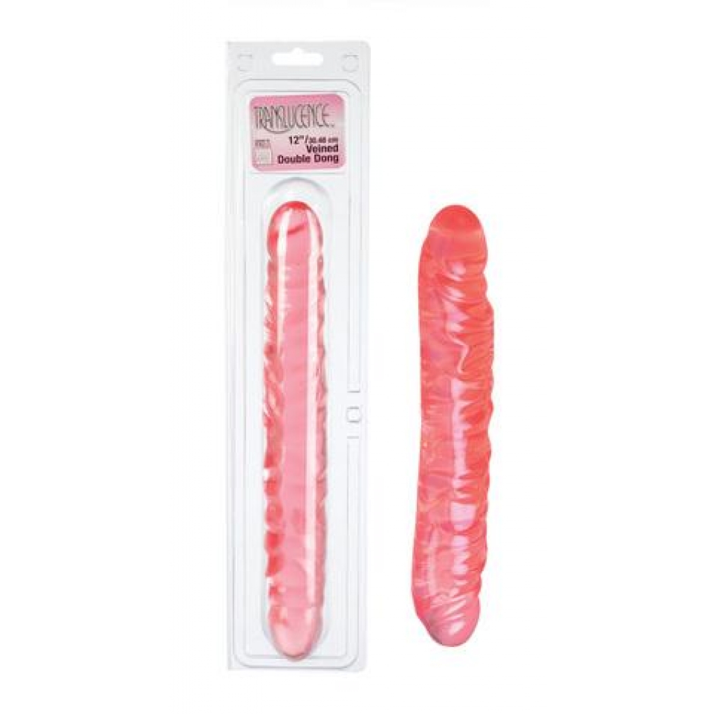 Translucent 12-Inch Veined Double Dildo - Pink