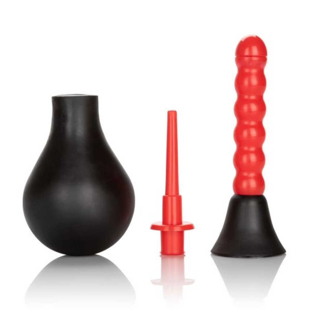 Ribbed Anal Douche - Black Red