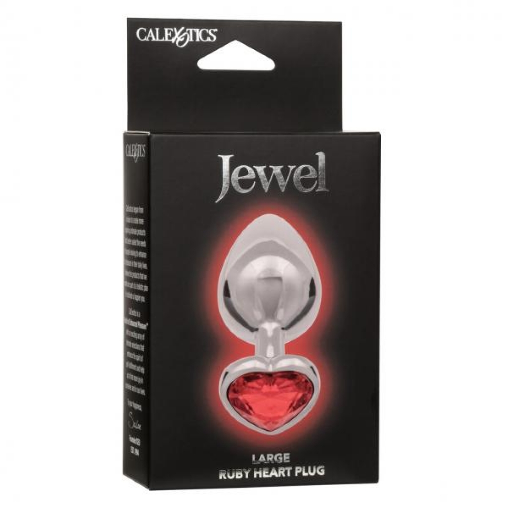 Jewel Large Ruby Heart Anal Plug - Luxurious Design - Silver