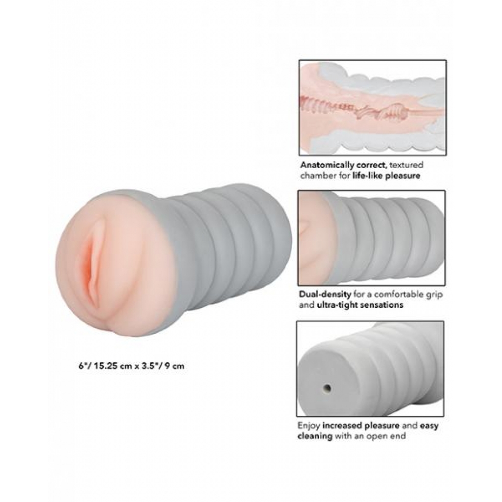 Ribbed Gripper Tight Pussy Stroker - Ivory Beige