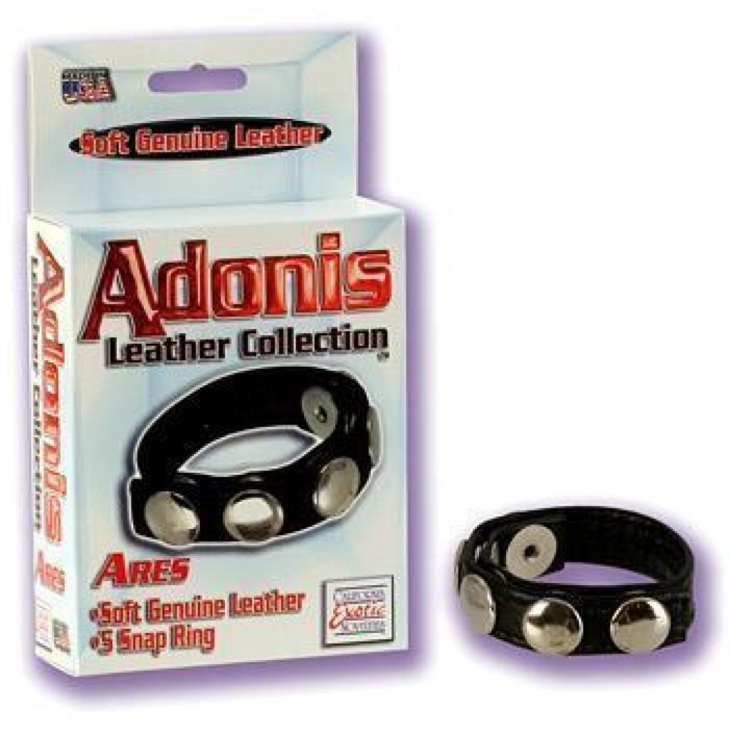 Adonis Leather Collection Ares 5 Snap Ring - Black