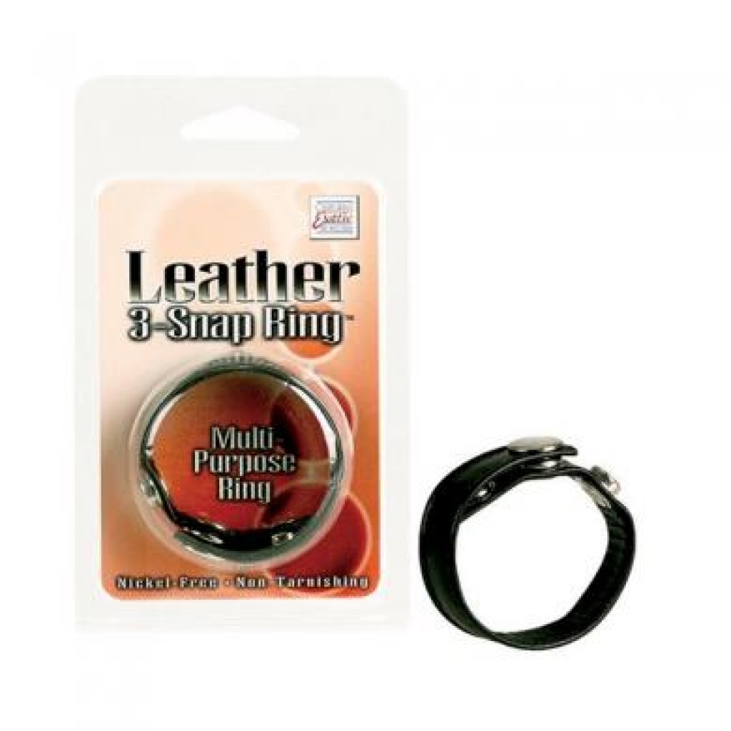 Black Leather Ring - Adjustable