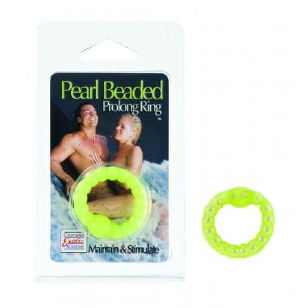 Pearl Beaded Prolong Ring Glow In The Dark - Green