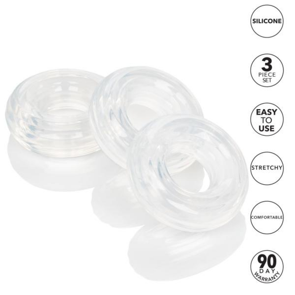 Set of 3 Silicone Stacker Rings - Clear