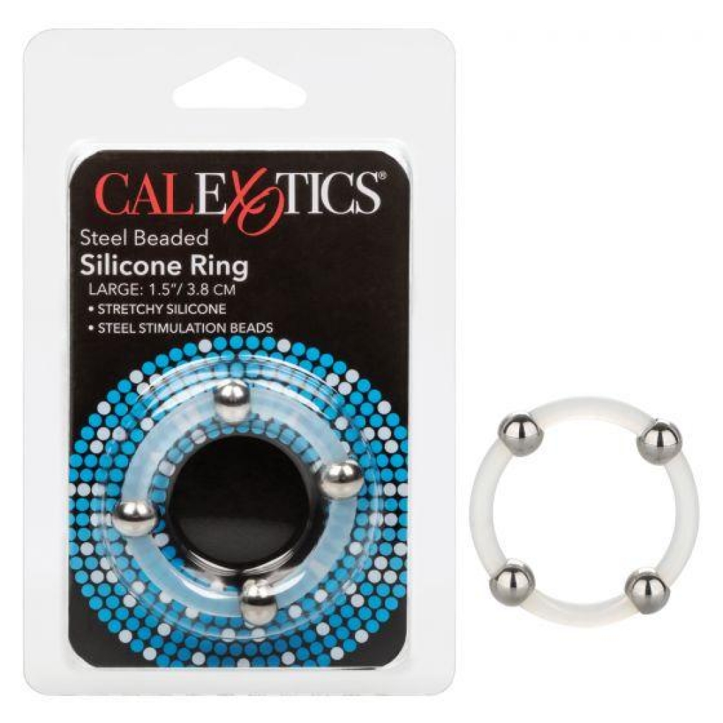 Steel Beaded Silicone Ring - Large - Clear