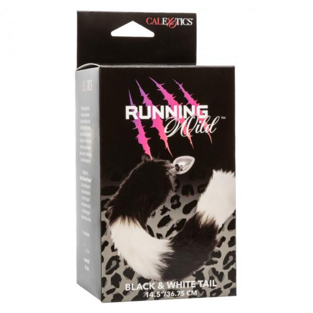 Running Wild Black & White Tail Butt Plug for Exotic Pleasure