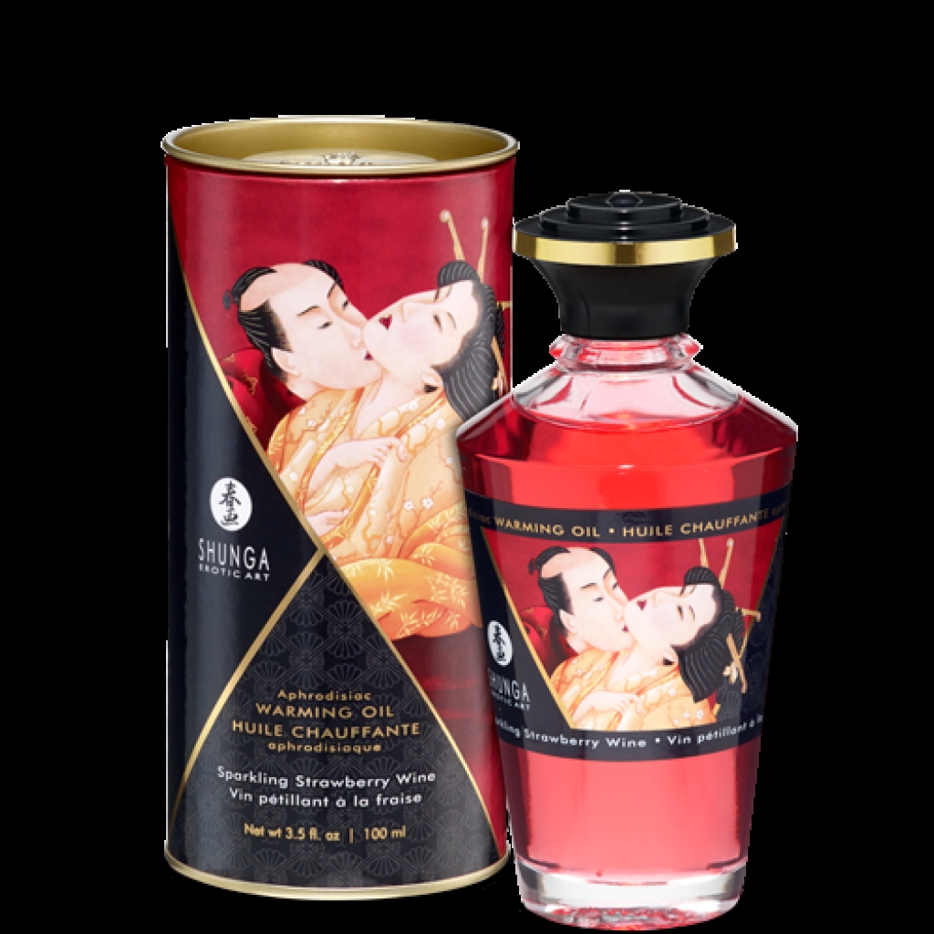 Shunga Strawberry Warming Massage Oil - 3.5 fl oz