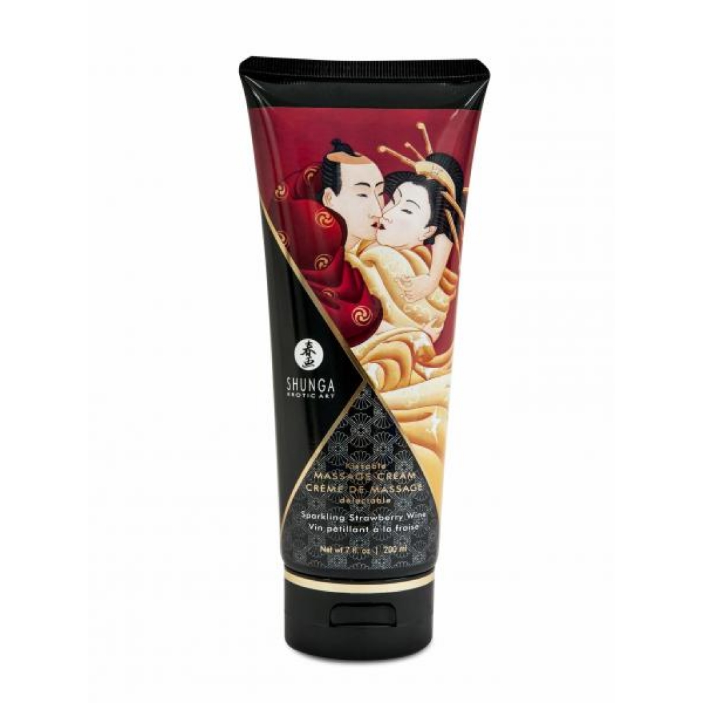 Shunga Sparkling Strawberry Wine Massage Cream - 7oz