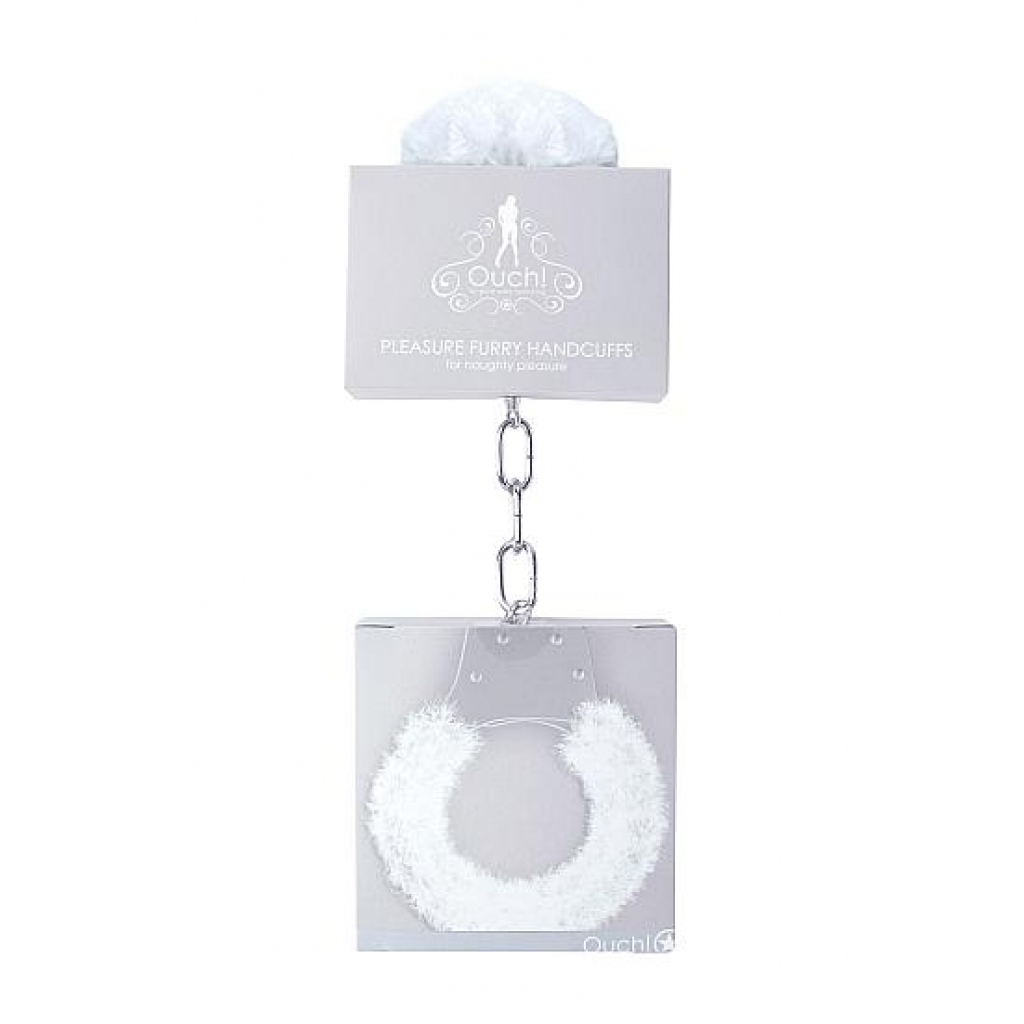 Ouch Pleasure Furry Handcuffs - White