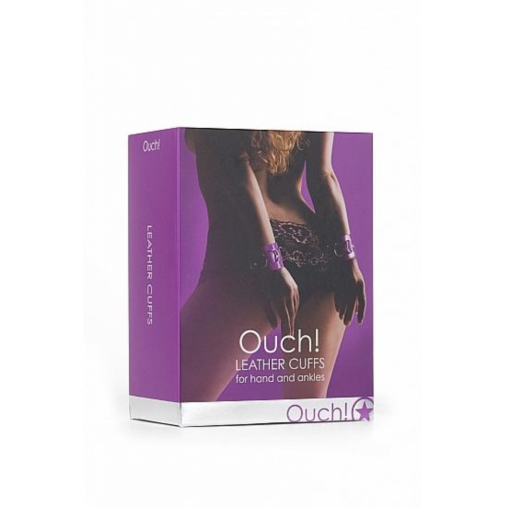 Ouch! Leather Cuffs - Purple One Size Fits Most