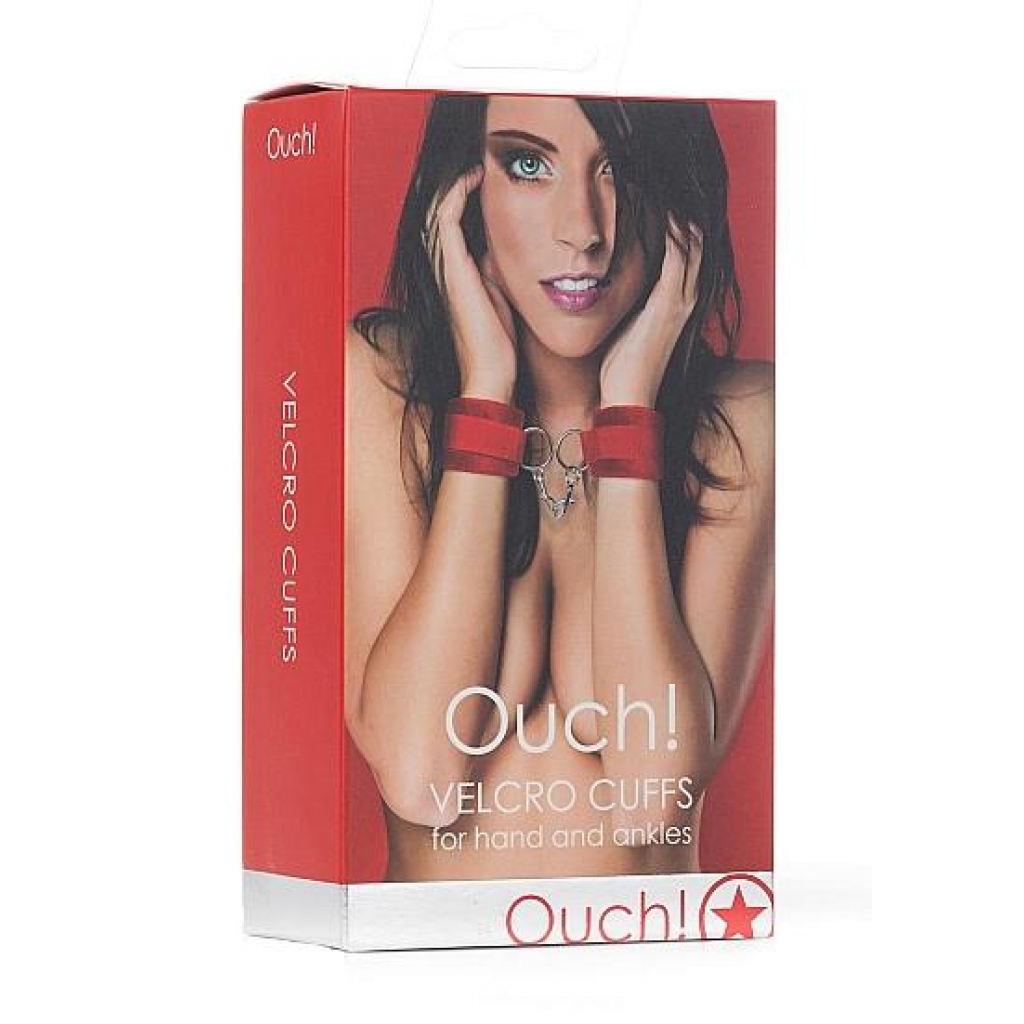 Ouch! Velcro Cuffs - Red Adjustable Restraints